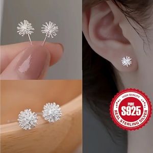 Sterling Silver Dandelion Stud Earrings